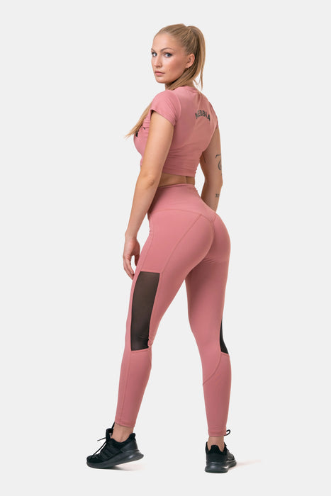 NEBBIA High Waist Mesh Tights/Träningstights, old rose
