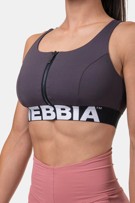 NEBBIA Smart Zip Front Sports Bra/Sport-BH, marron