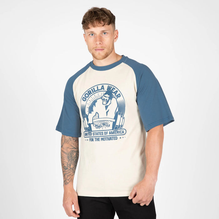 Gorilla Wear Logan Oversized T-Shirt, beige/blue