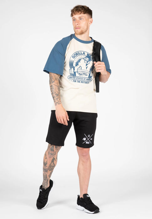 Gorilla Wear Logan Oversized T-Shirt, beige/blue