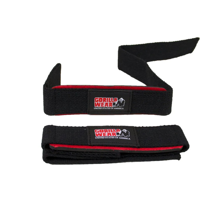 Gorilla Wear Padded Lifting Straps, black/red
