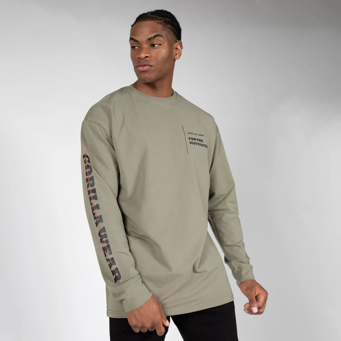 Gorilla Wear Boise Oversized Long Sleeve t shirt, army green