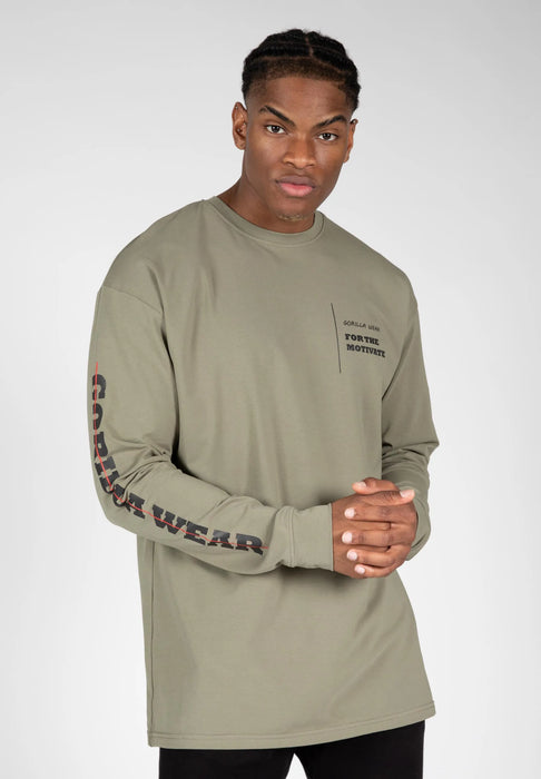 Gorilla Wear Boise Oversized Long Sleeve t shirt, army green