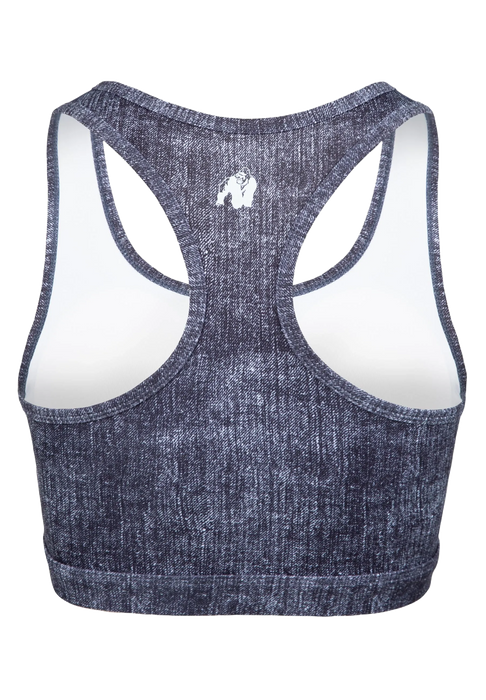 Gorilla Wear Camilla Zip-Front Sports Bra/Sport-BH, blue denim