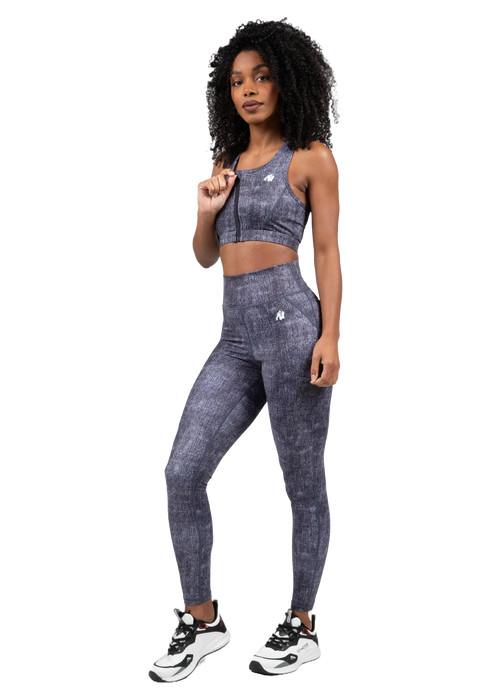 Gorilla Wear Camilla Zip-Front Sports Bra/Sport-BH, blue denim