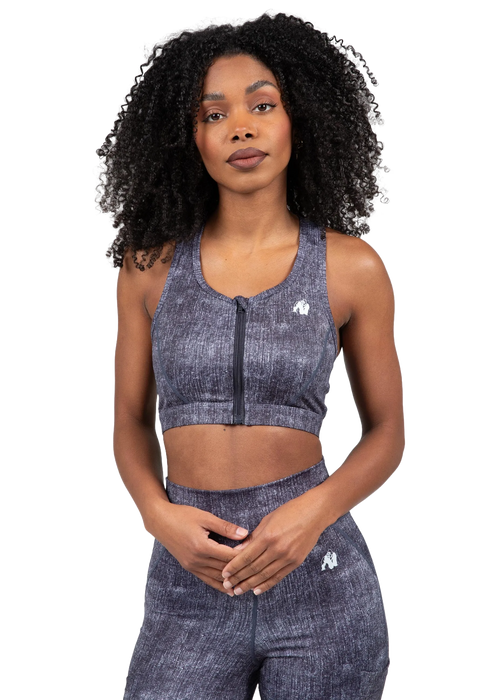 Gorilla Wear Camilla Zip-Front Sports Bra/Sport-BH, blue denim