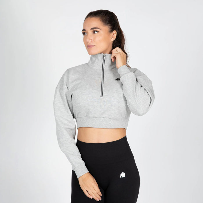 Gorilla Wear Ocala Cropped Half-Zip Sweatshirt/Träningströja, grey