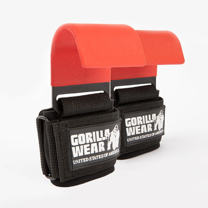 Gorilla Wear Weight Lifting Hooks, black/red