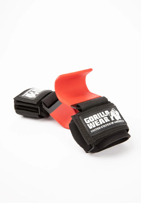 Gorilla Wear Weight Lifting Hooks, black/red