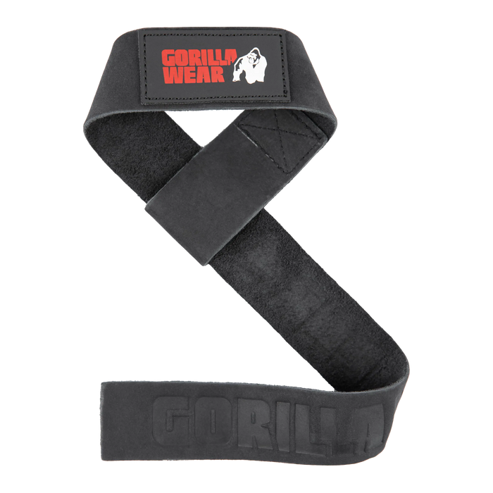 Gorilla Wear Leather Lifting Straps, black