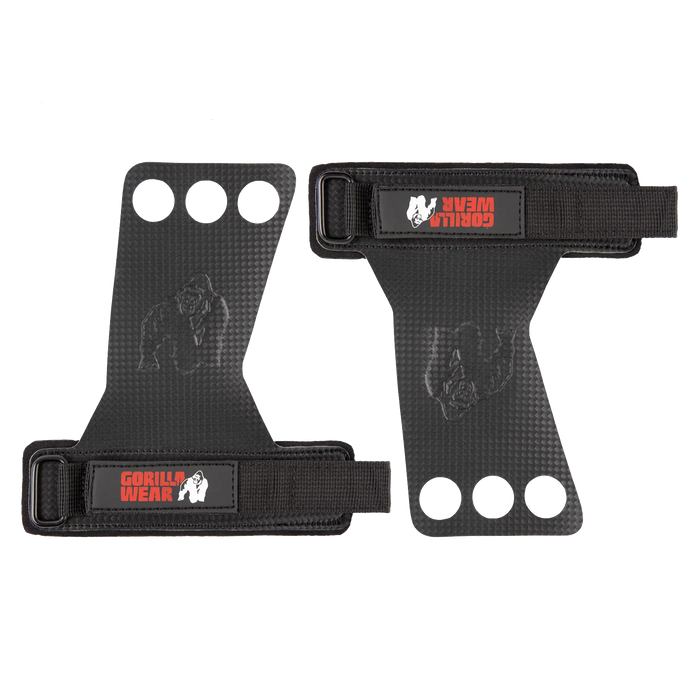 Gorilla Wear 3-Hole Carbon Lifting Grips, black