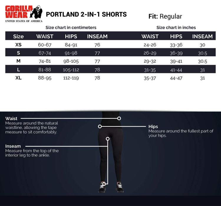 Gorilla Wear Portland 2-In-1 Shorts/träningsshorts, black