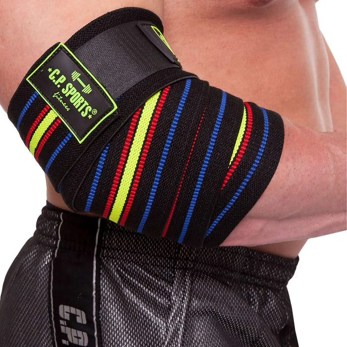 C.P. Sports Elbow Wraps Pro 1,3 m, black/blue-red-yellow