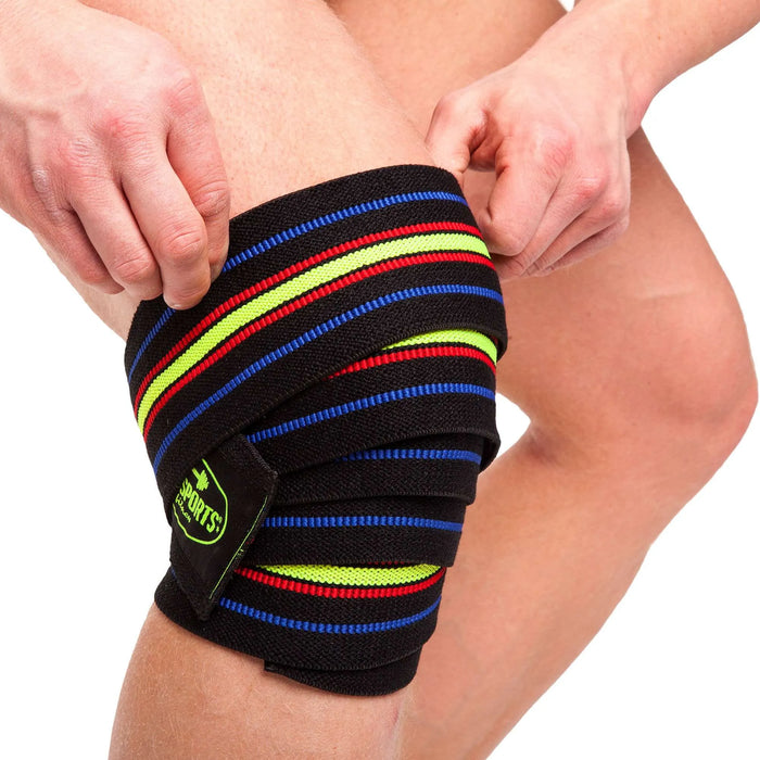 C.P. Sports Knee Wraps, black/blue-red-yellow, 2,5 m