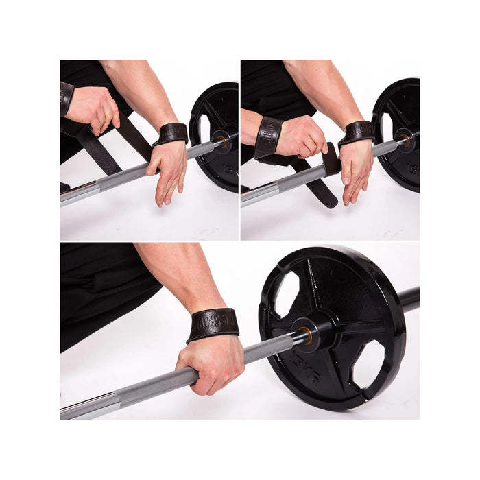 C.P. Sports Padded Leather Lifting Straps, black