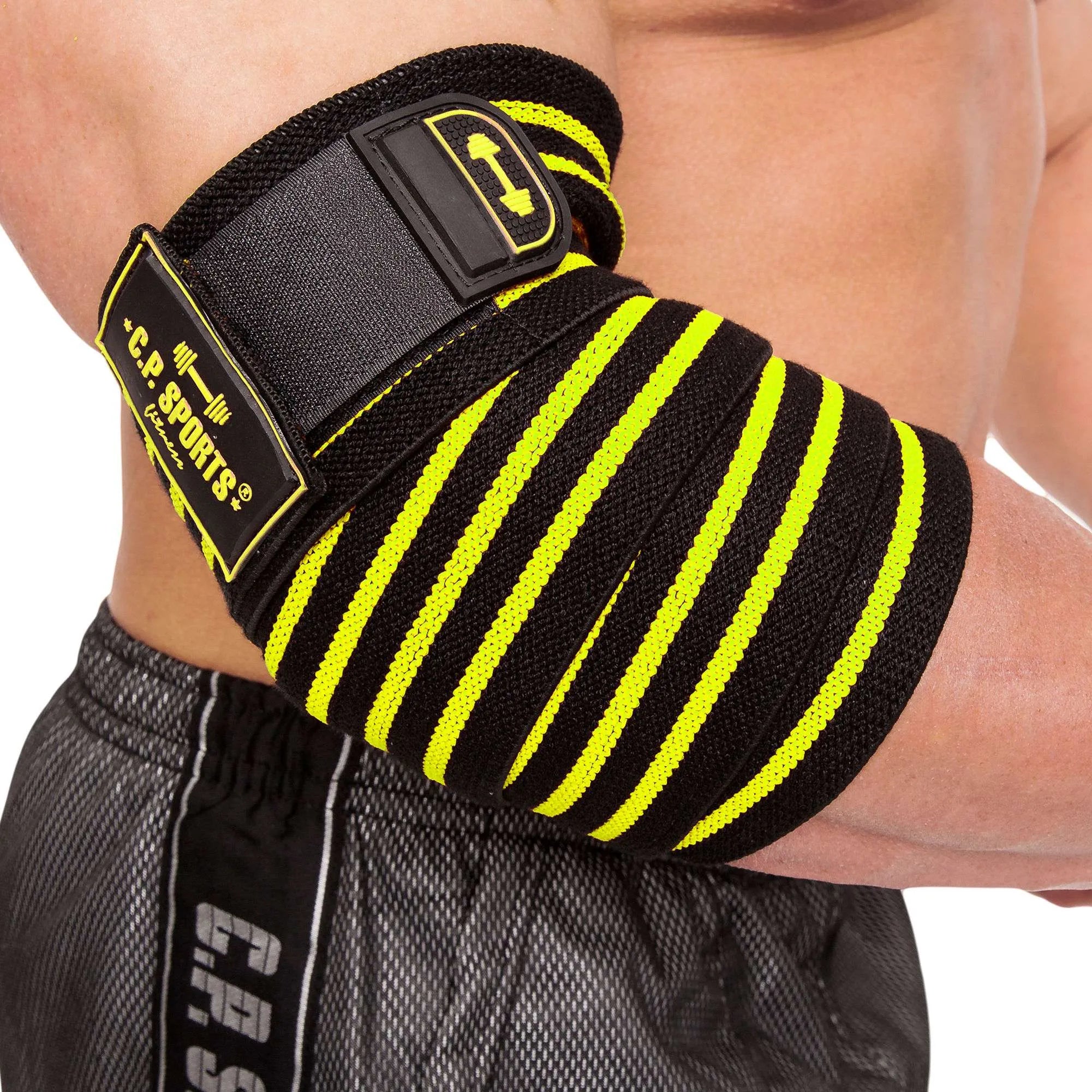 C.P. Sports Elbow Wraps Pro 1,3 m, black/yellow