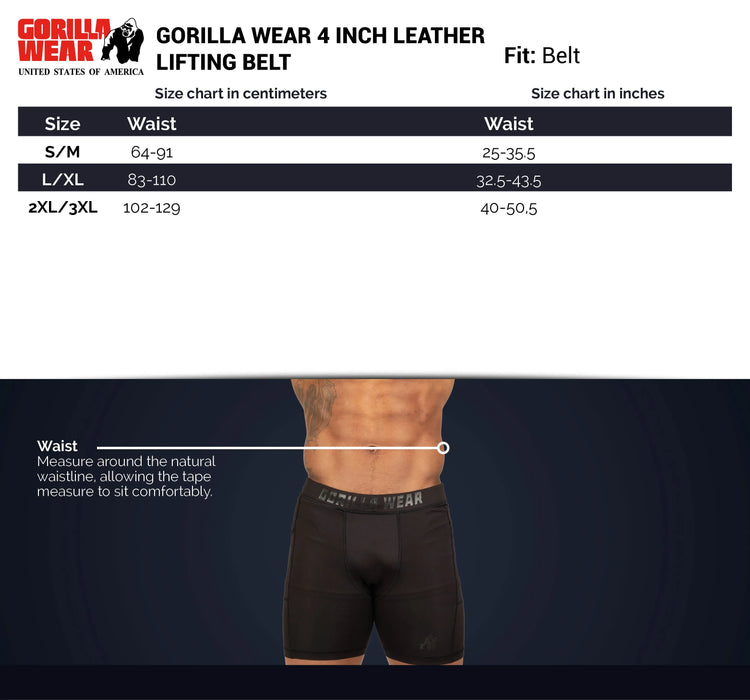 Gorilla Wear 4 Inch Powerlifting Belt, brown