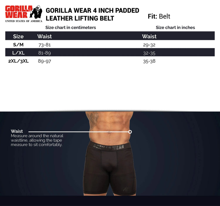 Gorilla Wear 4 Inch Padded Leather Belt, army green