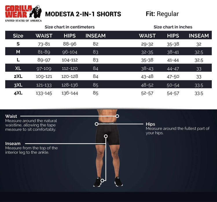 Gorilla Wear Modesto 2-In-1 Shorts/träningsshorts, black