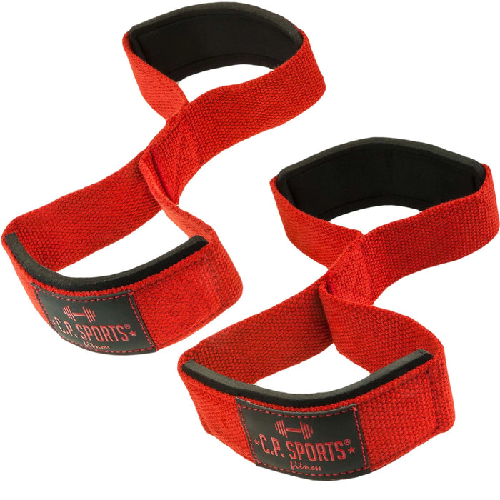 C.P. Sports Figure 8 Straps - Lifting Loops, red